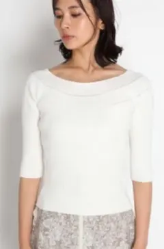 fray i.d リブニットプルオーバー　ホワイト