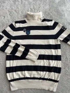 PEARLY GATES ハイネックセーター 黒白ストライプ5