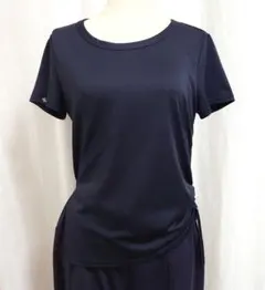 XEXYMIX アシンメトリースリット＆シャーリング半袖Tシャツ黒/L