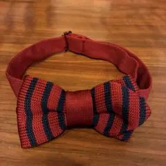 コムサイズム　赤と紺のストライプ 蝶ネクタイ　キッズ用