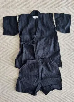 お祭りまでに！！紺色ストライプの甚平 セットアップ120