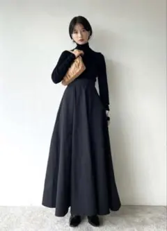 【美品】VOLUME FLARE MAXI SKIRT CLANEサイズSのサムネイル