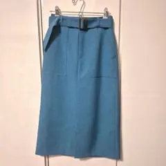 青いタイトスカート ベルト付き サイズF