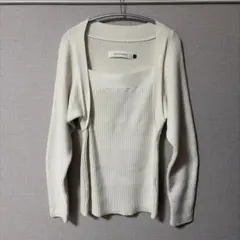 ※限界値下げ　アイボリー リブ編み 長袖ニットのサムネイル