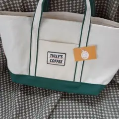 TULLY'S COFFEE トートバッグ アイボリー/グリーン