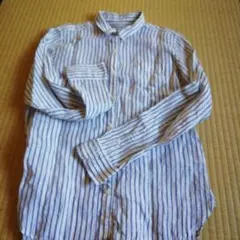 白と青のストライプ Lサイズ 長袖シャツ