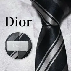 【美品】Dior レジメンタル ブラック ネクタイ ナロータイ