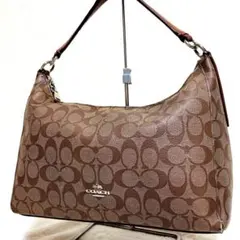 コーチCOACHシグネチャーワンショルダーバッグpvcレザーバックブラウン