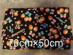 91★いちごとリボン柄の生地 70cm×50cm