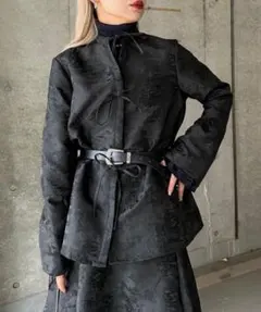 着用2回美品✨ジャガードリボンシャツ HARE ジャガードシャツ　黒　チャイナ