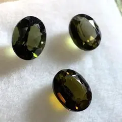 天然石　トルマリン　オリーブ色　3個セット　計2.15ct