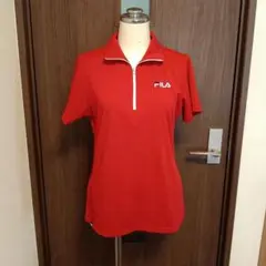 美品FILA レディース ゴルフシャツ レッド ハーフジップ♡サイズLのサムネイル