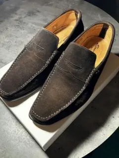 Santoni サントーニ コインローファー ブラウンスエード 24cm 美品