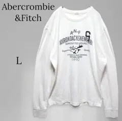 1632【アバクロンビーアンドフィッチ】ロゴロンT 長袖 白 L Y2K 00s