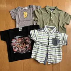 ベビー服 半袖シャツ 4点セット　男の子 夏服 まとめ売り Tシャツ 90