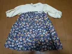 プティマイン　花柄ドッキングパフワンピース　80cm　新品未使用