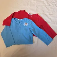familiar80.90cm カーディガン 2点セット (青・赤)