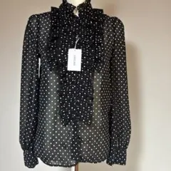 【新品】INGNI フリル付きドット柄シースルーシャツ M