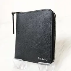 【極美品】ポールスミス 二つ折り財布 折り財布 ラウンドファスナー ブラック