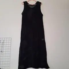 GU ジーユー レディース 黒 ブラック メッシュワンピース ジレ(Ｌ)