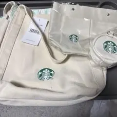 Starbucks トートバッグ、バッグインバッグ、クリアポーチ3点セットのサムネイル
