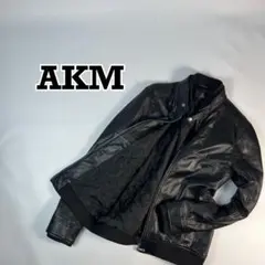 AKM　ラムレザー ジャケット　シングル　バンドカラー　ブラック　Lのサムネイル