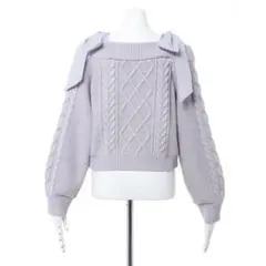 INGNI 異素材肩リボンオフショルケーブルニット