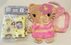 ハローキティ ぬいぐるみポシェット バンダナ 日焼けキティ ガチャガチャ 2点