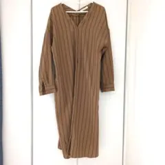 chocolraffinerobe ブラウン ストライプ 長袖 シャツワンピース