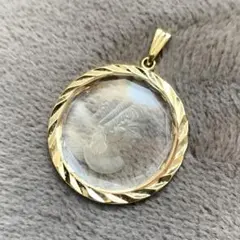ヴィンテージネックレスペンダント カメオ ガラスゴールド 繊細芸術 美品レトロ③