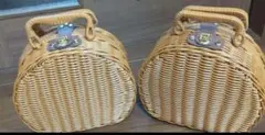 新品未使用 ラタン製 円形かごバッグ 2個セット