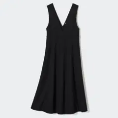 【美品】【ユニクロ】ブラッシュドジャージージャンパースカート　黒　Ｍサイズ