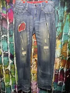 Root Three style ルートスリー ヴィンテージ加工デニムパンツ L