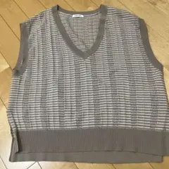 GLOBAL WORK ベージュ Vネック ニットベスト