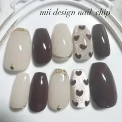 【オーダー専用】バレンタインネイル　冬ネイル　ハートネイル