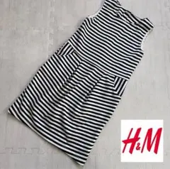 美品 H&Mエイチアンドエム ノースリーブ ストライプ ワンピ　120 130