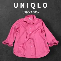 UNIQLO　ユニクロ　プレミアムリネンシャツ　長袖　麻１００％　濃ピンク　ＸＬ