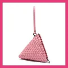 ハンドバッグピンクイントレチャート 編み込み　ポーチ　バッグ　人気　通学韓国