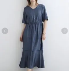 【美品】INDIVI (インディヴィ)洗えるタックデザインワンピースのサムネイル