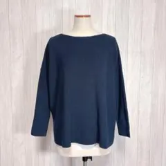 【ユニクロ】長袖 ニット セーター カシミヤ混 ネイビー シンプルデザイン L