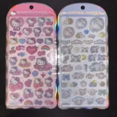 コットンパフィーシール　キティ　ヒョウ柄　シナモロール　サンリオ