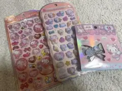 （正規品）HELLOKITTY コットンパフィ・クリスタルシール2枚セット