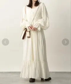 Heather ヘザー バックシャンカシュクールロングワンピース アイボリー F