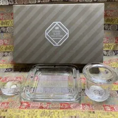 未使用HOYAガラス灰皿3点 元箱付16×3.2/ 9×7.5/ 7×2.6cm