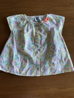 【美品】PETIT BATEAU 花柄 半袖シャツ 24M86cm