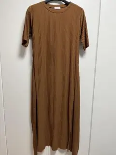 LOWRYS FARM ブラウンリブニットワンピース