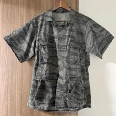 【ミリタリー古着】タイガーカモ ミリタリーリメイクシャツ 半袖シャツ L