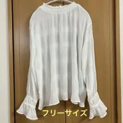 ヘザー レディースフリル袖、長袖ブラウスシャツ