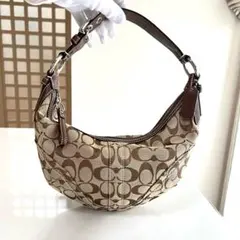 【美品】コーチ★COACH★ワンショルダー バッグ シグネチャー ハーフムーン