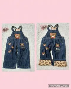 ミキハウス　1.5万　プッチーくん　刺繍 デニムロンパース　オーバーオール